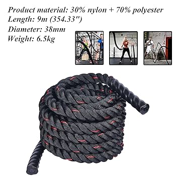 バトルロープ 38mm×15m 高耐久トレーニング用 筋トレ最適 バトルロープ 38mm×15m 高耐久トレーニング用 筋トレ最適